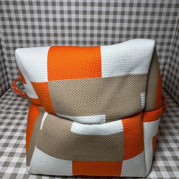 Women’s Orange & Cream Color Block Tote Bag - Picture 5 of 7